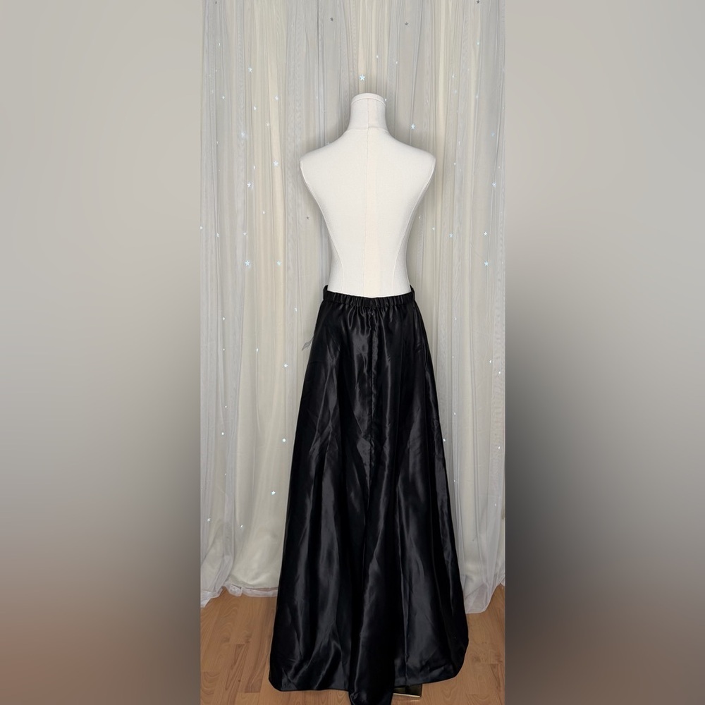 Alex Evenings Satin Ball Maxi Skirt Black Formal High Waist — image 3 of 6